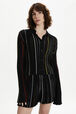 Women Multicolor Striped Pleated Shirt Black details view 1