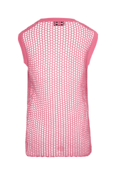 Women Striped Openwork Lace Tank Top Pink back view