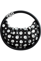 Sac Domino cuir cabochons strass femme Noir vue de face