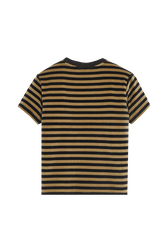T-shirt velours femme Raye noir/kaki vue de dos