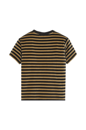 T-shirt velours femme Raye noir/kaki vue de dos