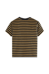 Women Velvet T-shirt Striped black/khaki back view