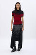 Studded skirt in asymmetrical jersey Black front worn view