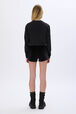 Long-sleeved crew-neck T-shirt Black back worn view