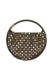 Domino medium bag in suede and studs Khaki front view