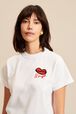 T-shirt motif bouche femme Blanc vue de détail 2