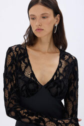 Crepe and velvet lace dress Black details view 2