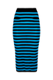 Women Poor Boy Striped Wool Maxi Skirt Striped black/pruss.blue front view