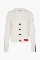 Wool Cardigan SR White front view