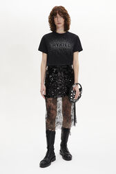 Jupe midi à sequins Noir vue portée de face