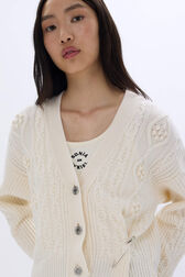 Cardigan torsadé en laine Ecru vue de détail 2