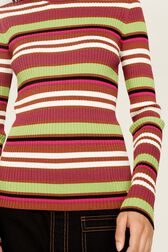 Women Multicolor Striped Sweater Multico emerald striped details view 2