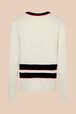 Women V-neck Long Cardigan Ecru back view