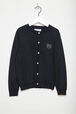 Girl Shiny Short Cardigan Black front view