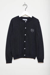 Girl Shiny Short Cardigan Black front view