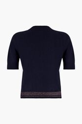 Short Sleeve Woolen Sweater Black/blue back view