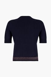 Short Sleeve Woolen Sweater Black/blue back view