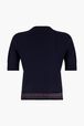 Short Sleeve Woolen Sweater Black/blue back view