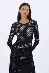 Studded dress in asymmetrical jersey Black details view 1