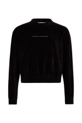 Pull manches longues en velours Noir vue de face