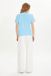 T-shirt col rond manches courtes Bleu vue portée de dos