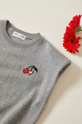 Ribbed Knit Girl Top Grey details view 2