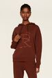 Sweat à capuche jersey de coton femme Chocolat vue portée de face