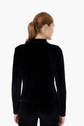Women Velvet Cardigan Black back worn view