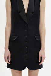 Cool Wool Sleeveless Tailored Dress Black details view 2
