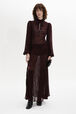Pussybow Maxi Dress Claret front worn view