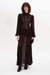 Pussybow Maxi Dress Claret front worn view
