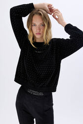 Velvet sweatshirt Black details view 2
