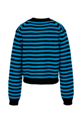 Women Big Poor Boy Striped Cardigan Striped black/pruss.blue back view