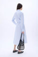 Chemise en coton à manches longues fines rayures Raye blanc / bleu vue portée de dos