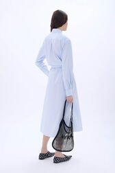 Chemise en coton à manches longues fines rayures Raye blanc / bleu vue portée de dos