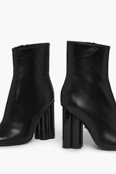 Black Metallic Leather Ankle Boots Black details view 2