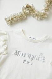 Printed Cotton Girl Long-Sleeved T-shirt Ecru details view 2