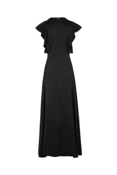 Robe longue en satin Noir vue de dos
