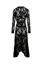 Robe longue asymétrique en dentelle Noir vue de dos