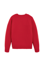 Women Wool Flowers Sweater Red back view