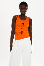 Women Knit Tank Top Coral details view 1