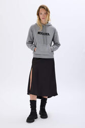 Long-sleeved hoodie Grey front worn view