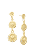 Golden Medals Triple Charms earrings Gold details view 1