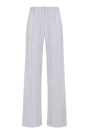 Women Cotton Canvas Straight-Leg Trousers White front view