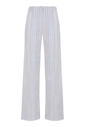 Pantalon droit canvas de coton femme Blanc vue de face