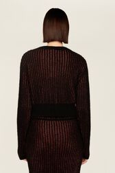 Cardigan lurex femme Raye noir/bronze vue portée de dos