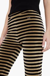 Women Striped Velvet Flare Pants Black details view 1
