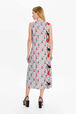 Robe midi twill motif cerise femme Baby blue vue portée de dos