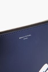 Printed Leather Pouch Navy details view 1