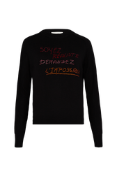 Women Rhinestone Print Sweater Black front view
